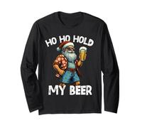 Ho Ho Hold My Beer Funny Santa Drinking Christmas in July Long Sleeve T-Shirt