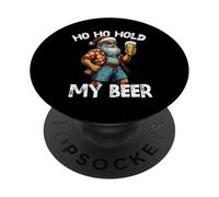 Ho Ho Hold My Beer Funny Santa Drinking Christmas in July PopSockets Adhesive PopGrip