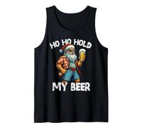 Ho Ho Hold My Beer Funny Santa Drinking Christmas in July Tank Top