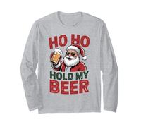 Ho Ho Hold My Beer Funny Santa Sunglasses Christmas Drinking Long Sleeve T-Shirt