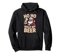 Ho Ho Hold My Beer Funny Santa Sunglasses Christmas Drinking Pullover Hoodie