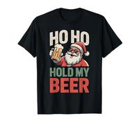 Ho Ho Hold My Beer Funny Santa Sunglasses Christmas Drinking T-Shirt