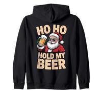Ho Ho Hold My Beer Funny Santa Sunglasses Christmas Drinking Zip Hoodie