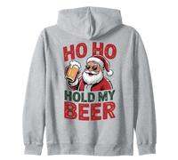 Ho Ho Hold My Beer Funny Santa Sunglasses Christmas Drinking Zip Hoodie