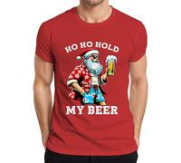 Ho Ho Hold My Beer Santa Claus Fun Hawaii Shirt Design Men's T-Shirt, red, S