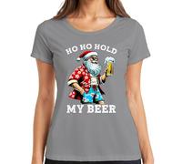 Ho Ho Hold My Beer Santa Claus Fun Hawaii Shirt Design Women's T-Shirt, gray, M