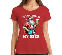 Ho Ho Hold My Beer Santa Claus Fun Hawaii Shirt Design Women's T-Shirt, red, XL