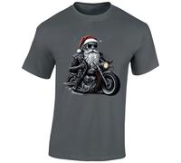 Ho Ho Hold On Cool Santa Biker Mens T-Shirt Xmas Sarcastic Funny Rider Charcoal - X-Large
