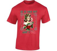 HO HO HOLY Shit What A Year Mens T-Shirt Sarcastic Holiday Retro Christmas Pin-Up Gift