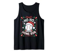 Ho Ho Home Run Christmas Baseball Santa Hat Tank Top