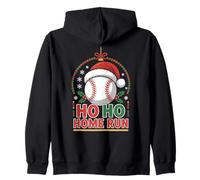 Ho Ho Home Run Christmas Baseball Santa Hat Zip Hoodie