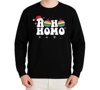 Ho Ho Homo Pride - Festive Christmas Clothes Gift Idea Merry Christmas LGBTQ Xmas Humour Colourful Baubles Santa Pride Design Winter Fun Jumper, black, XL