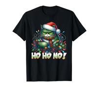 Ho Ho No Grumpy Green Bah Humbug Christmas Cat T-Shirt