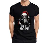 HO HO Nope Evil Santa Claus Middle Finger Candy Cane Men's T-Shirt, black, 3XL