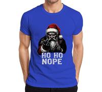 HO HO Nope Evil Santa Claus Middle Finger Candy Cane Men's T-Shirt, blue, 3XL