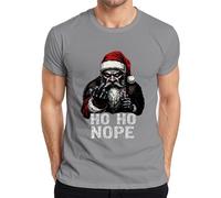 HO HO Nope Evil Santa Claus Middle Finger Candy Cane Men's T-Shirt, gray, XXL