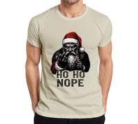 HO HO Nope Evil Santa Claus Middle Finger Candy Cane Men's T-Shirt, natural, 3XL