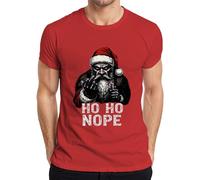 HO HO Nope Evil Santa Claus Middle Finger Candy Cane Men's T-Shirt, red, S