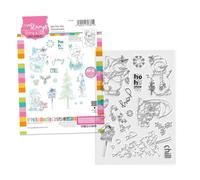 Ho Ho Snowmen Christmas Holiday Clear Stamp Set, A5/8x6, Red