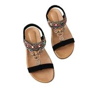 ho Ladies Flip Flops Sandals Clip Toe Roman ladiator Casual Flip Flops rch Support Sandals hock Absorbing Elastic Ankle Strap Comfortable Sandal for Outdoor Walking (Black, 4)