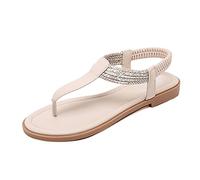 ho Ladies ressy Flip Flops Sandals Comfortable Fashion Toe Round Sandals Flip-Flop Breathable Walking Shoe Toe Post Comfort Part Wedding Vacation Summer Womens Elegant Flat Sandal (Khaki, 8)
