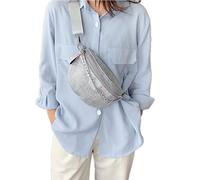 Ho-Lala Rhinestone Chest Bag for Women Fanny Packs Belt Bags Crossbody Bags Waist Pouch Purse for Girls Party Outdoor Traveling Beach, Silver,