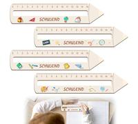 Ho-lz Set of 4 Children's Reading Aid 1 Class, Children's First Day at School Ruler, Wooden Ruler with Engraving, Wooden Reading Aid and Ruler, Gift Idea for 1st Grade, School Gift