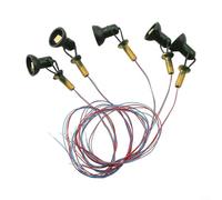 HO Scale LED Floodlight Set with Brass Pole and Warm White 3V Illumination, 25mm Height, Includes Resistor for 12-19V AC/DC Model Railway Buildings and Layouts, 5 Piece Pack(Green)