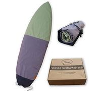 Ho Stevie! Canvas Surfboard Bag Cover - No Melted Wax on Car - Sun/Ding Protection (Black/Gray/Green, 6'6")