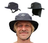 Ho Stevie! Surf Bucket Hat with Chin Straps for Surfing, SUP, and Watersports, Black, M