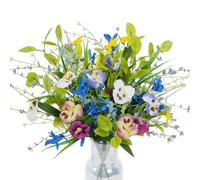 HO2NLE 3 Bundles Artificial Spring Flowers Fake Wildflowers Pansy Flowers Silk Flowers with Stems Colorful Spring Floral Arrangements for Home Kitchen Garden Table Centerpieces Easter Decor