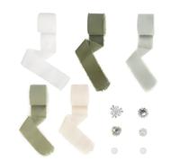 HO2NLE 5 Rolls Cotton Fringe Ribbon - White, Olive Green, Dark Green, Beige, Light Green - 4cm x 7Yards - Modern, Multi-Occasion - Cotton, Chiffon Fabric - Wedding, Gift, Decor