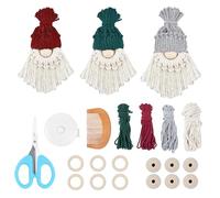 HO2NLE 6 Set Christmas Macrame kit Hanging DIY Macrame Kit Beginners Macrame Christmas Craft Kit with Cotton Twine Wooden Loops Beads Comb Measure for New Year Gift Xmas Tree Decorations