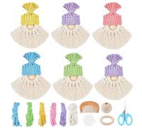 HO2NLE 6 Set DIY Santa Claus Kit DIY Macrame Santa Claus Kit for Christmas Tree Decor Christmas Tree Hanging Gnomes Christmas Decorations with Instructions
