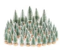 HO2NLE 60 pcs Miniature Christmas Trees Bottle Brush Trees Snow Frost Sisal Table Top Christmas Tree Artificial Mini Christmas Trees for Christmas Decoration DIY Room Decor Diorama Models