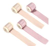 HO2NLE Silk Satin Ribbon 1.6 '' x 20 Yard Pink with Wooden Spool, Handmade Fringe Chiffon Ribbons for Gift Wrapping, Decorations, DIY Crafts, Wedding Bridal Bouquets