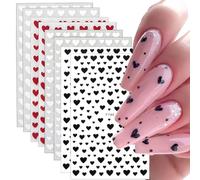HoaaiGo 8 Sheets Self-Adhesive Nail Art Stickers, Cherry Blossom & Heart Designs, Floral & Geometric Patterns, Romantic Style, Pink & Red Colors, Resin Material, DIY Nail Art Accessories