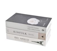 HoaaiGo Magnetic Decorative Fake Books, 3 PCS Fashion Fake Book Box Set, Stacked Hardcover Faux Books, Black White Decor Books, Display Fake Books with Storage Function, for Home/Office/Bookshelf (C)