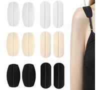 HoAhaMay 12-piece bra strap pads, silicone bra strap pad fixers, non-slip bra strap pad shoulder pads, relieve shoulder discomfort, suitable for women and girls, (black/white/skin colour)