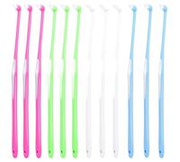 HoAhaMay 12 Piece Tufted Toothbrush, Single Tufted Toothbrush, Tufted Brush, Soft Tufted Brush, Braces Brush, Trimming Brush for Orthodontic Braces and Bridge Detail Cleaning (4 Colours)