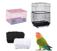 HoAhaMay 2 Piece Universal Bird Cage Cover, Soft Stretch bird cage Mesh Cover, Breathable Skirt Protector for Parrots, Macaws, African Round Square bird Cages (Black/White)