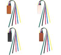 HoAhaMay 4-Piece Bookmark Set with Bible Marker Ribbons, Featuring 5 Coloured Silk Ribbons, Synthetic Leather Bookmark Collection, Bible Book Markers, Suitable for Books, Novels, and Office Reading