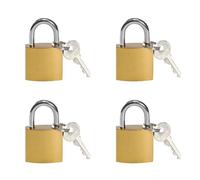 HoAhaMay 4 Piece Small Padlock Set, 25mm Keyed Padlock, Brass Padlock with 8 Keys, Rucksack Padlocks, Travel Bags, Tool Boxes, Basement Locks, Lockers, Luggage, Gym Lockers, Suitcase Locks