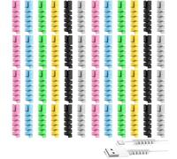 HoAhaMay 48 pcs charger charging cable protector, flexible twisted cable mouse cable protector, cable bending silicone protector for all mobile phone charging cables, laptop data cables (multi-colour)