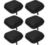 HoAhaMay 6 Piece Portable Headphone Bag, Mini EVA Organiser, Hard Case with Zipper and Internal Mesh Storage Bag for Bluetooth Headphones/Small Devices/Charging Cable/Keys (Black)