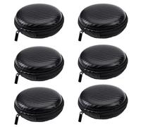 HoAhaMay 6pcs Round Portable Headphone Case, Mini EVA Bag, Multi-functional Organiser, Zipped Hard Shell bag for In-Ear Headphones Data Cable MP3 for Keys, Memory Cards and Small Items (Black)
