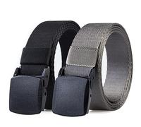 HOANAN 2 Pack 1 1/4" Men's Nylon Web Belt, Lightweight TSA-friendly Soft Webbing Narrow Work Belt, Type B-black + Gray, 1.25"wide-waist below 40"