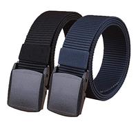 Hoanan 2 Pack 1.25" Wide Military Tactical Belt, No Metal Webbing Nylon Web Belt(black+navy)