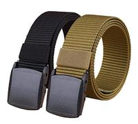 HOANAN 2 Pack/ 3 Pack Military Nylon Belt, 1.25" Wide No Metal Webbing Tactical Web Belt, Black+ Coyote Brown, 1.25" wide-waist below 40"
