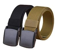 HOANAN 2 Pack/ 3 Pack Military Nylon Belt, 1.25" Wide No Metal Webbing Tactical Web Belt, Black+ Coyote Brown, 1.25" wide-waist below 40"